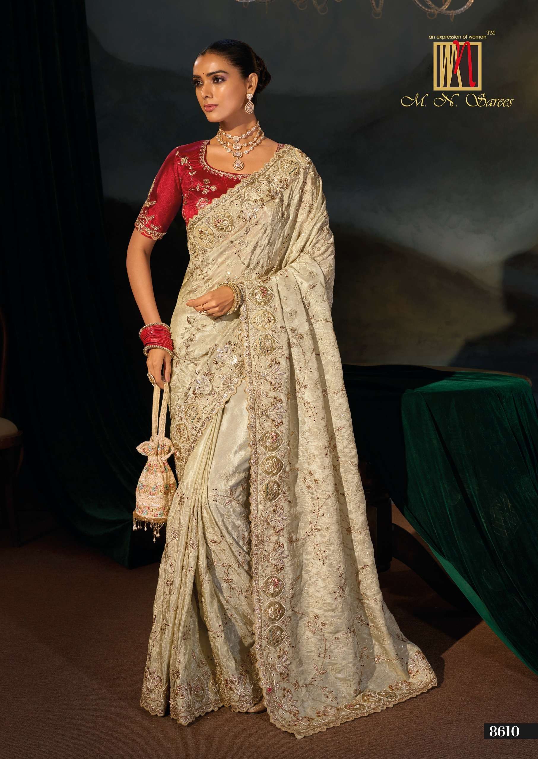 M N 8600 Series 8601 To 8613 the Royal and classic Heritage Collection saree wholesale in surat